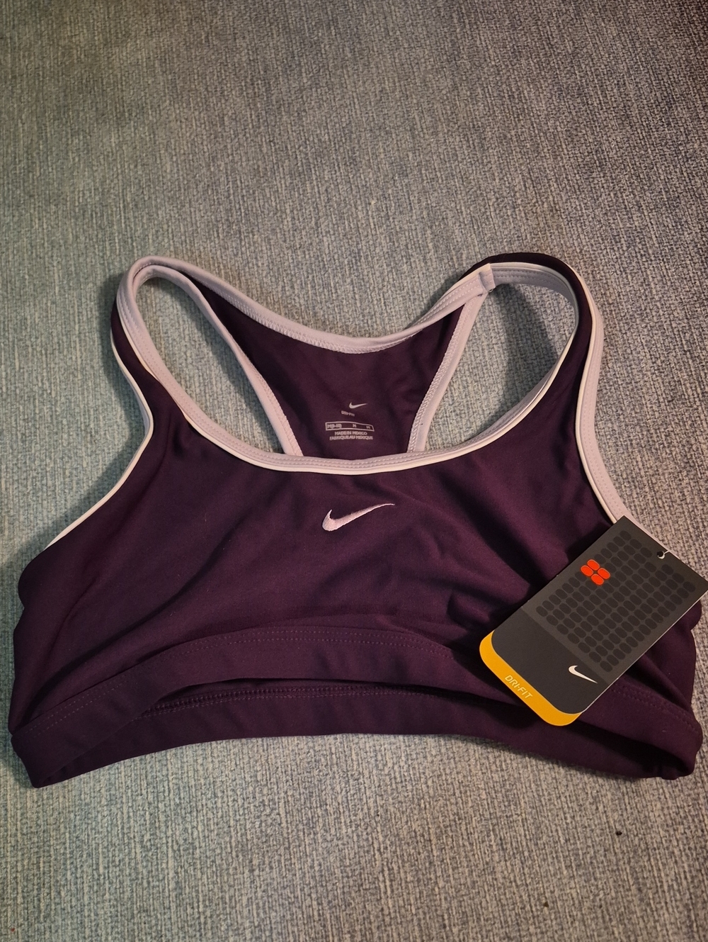 Nike Womenโs Purple Sports Bikini Top with Light Trim